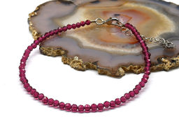 Браслет на ногу из циркона шарик граненый 3мм цв.сливовый, 21см.