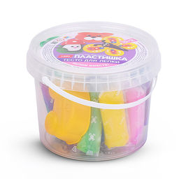 Пластишка. Тесто для лепки 15 цв по 24 гр с формочками (ведерко с ручкой)