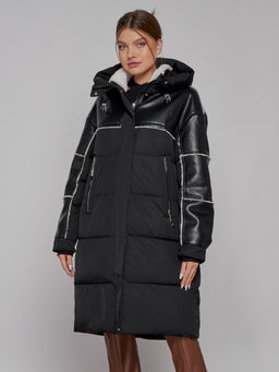 Пальто утепленное молодежное зимнее женское черного цвета 51131Ch - MaxRita фото 8