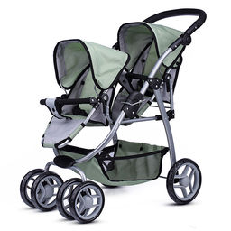 Коляска для кукол (для двойни)металлическая,прогулочная,с тентом,с корзиной,в пакете