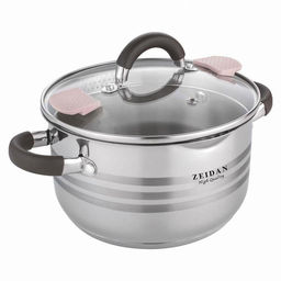 "Zeidan" Кастрюля из нержавеющей стали 2,9л, д18см, h15см, крышка стеклянная со сливом, 3-х слойное капсулированное дно, внутри матовая полировка, снаружи комбинированная полировка, подарочная упаковка (Китай)