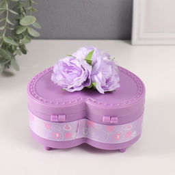 Шкатулка музыкальная механическая Нежные розы, пластик, фиолетовая, 12?13.5?10.5 см