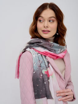 Большой, красивый палантин с бахромой. Хлопок 65% Вискоза 35%Рисунок нанесен вручную - Tantino фото 5