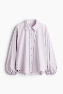 Camisa de algod?n con ribete de encaje