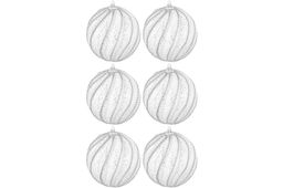 Набор 6 новогодних шаров 9,5*9,5 см Линии на белом - Elan gallery фото 4
