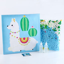 Аппликация помпошками Лама и кактусы размер 30 30 см, клей 30 мл