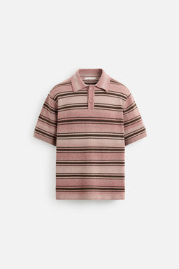 STRIPED WASHED KNIT POLO SHIRT - Zara фото 7