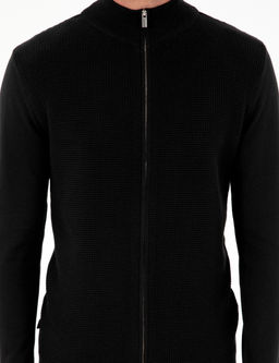 Siyah Slim Fit Fermuarl_ Triko H_rka