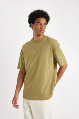 Футболка свободного покроя с круглым вырезом и короткими рукавами с принтом на спине - Defacto фото 5