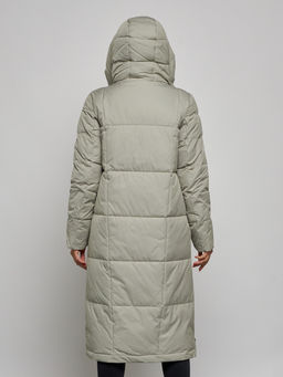 Пальто утепленное молодежное зимнее женское зеленого цвета 52351Z - HULDLUCK фото 7