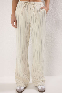 Ekru Beli Lastikli Yuksek Bel Wide Leg Jeans TWOSS25JE00291 - Trendyolmilla фото 3