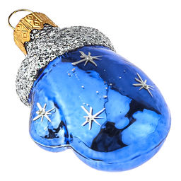 Елочная игрушка фигурка стеклянная Варежка h6см, синий, ручная художественная роспись, подарочная упаковка (Россия) - Домашняя мода фото 4