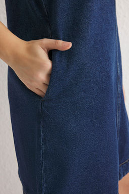 TRENDYOLMILLA Koyu Mavi Ask?l? Oversize Mini Denim Elbise TWOSS25EL00005  фото 4