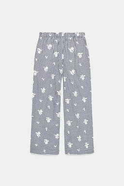 PANTAL?N CULOTTE CUADROS BORDADOS SET / Marino / Blanco - Zara фото 7