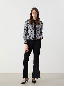 Bisiklet Yaka Leopar Desenli Kad?n Triko H?rka