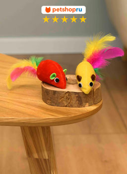 ВВА Игрушка для кошек, мышка мягкая с перьями, 6 см., 2 шт. PS127