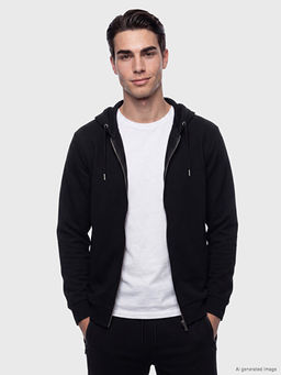 Kap??onlu Erkek Fermuarl? Sweatshirt