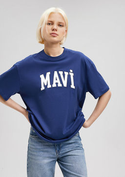 Mavi Logo Bask?l? Lacivert Tisort