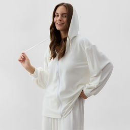 Костюм женский (толстовка, брюки) KAFTAN Plushy, размер 44-46, белый