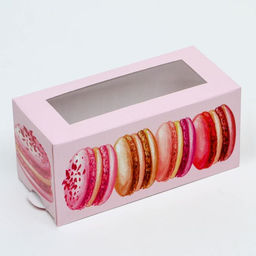Цена за 5 шт. Коробка для макарун, кондитерская упаковка «Макаруны», 5.5 х 12 х 5.5 см