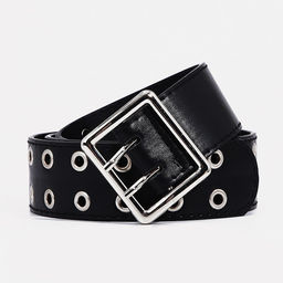 Ремень женский, ширина 4 см, люверсы, пряжка металл, цвет чёрный