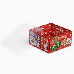 Цена за 5 шт. Коробка для кондитерских изделий с пластиковой крышкой «Новогодняя посылка», 12×6×11.5 см