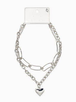 Цепь многослойная «Железное сердце», 2 яруса, L=32 и 40 см, цвет серебро