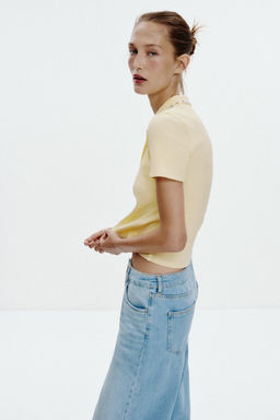 JEWEL COLLAR RIBBED POLO SHIRT - Zara фото 4