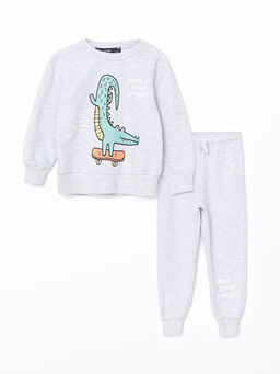 Bisiklet Yaka Bask?l? Erkek Bebek E?ofman Tak?m