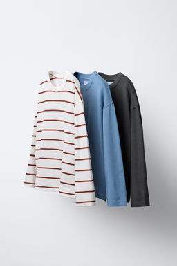 THREE-PACK OF PLAIN AND STRIPED T-SHIRTS