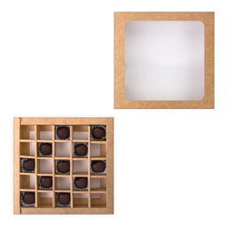 Коробка складная под 25 конфет, крафт, 22 х 22 х 3,3 см