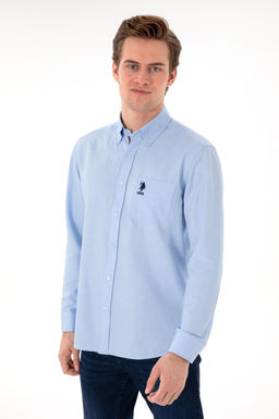 Erkek A__k Mavi Uzun Kollu G_mlek Sepette S_rpriz _ndirim