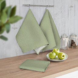 3шт Полотенце кухонное из рогожки - Ботаника, цвет зеленый 45x60