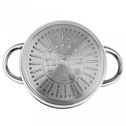 "Zeidan" "Vienna" Кастрюля из нержавеющей стали 2,1л, д16см, стеклянная крышка, ручки на корпусе и крышке металлические, комбинированная полировка снаружи, матовая полировка внутри, 5-ти степовое капсулированное индукционное дно, подарочная упаковка