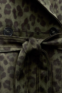 SHORT ANIMAL PRINT FAUX SUEDE TRENCH COAT - Zara фото 7