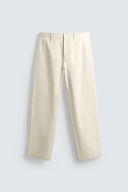TWILL TEXTURED TROUSERS WITH BELT