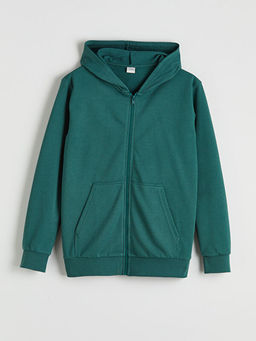 Kap??onlu Erkek ?ocuk Fermuarl? Sweatshirt