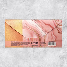Цена за 10 шт. Конверт для денег «Розовый мрамор», 16,5 × 8 см