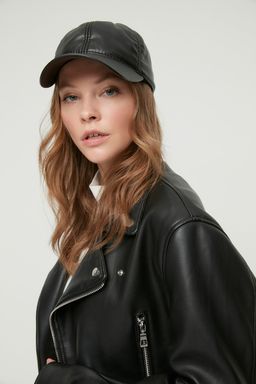 Siyah Suni Deri Kad?n Sapka TWOAW22SP0011 - Trendyolmilla фото 2