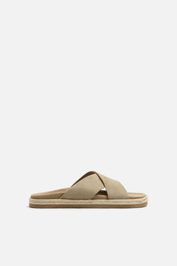 DOUBLE STRAP LEATHER SANDALS - Zara фото 3