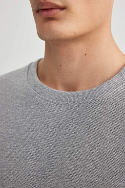 Базовый свитшот обычного кроя с круглым вырезом - Defacto фото 5