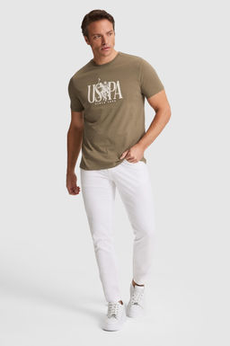 Erkek Haki Regular Fit Bisiklet Yaka Ti__rt