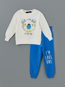 Bisiklet Yaka Bask?l? Erkek Bebek E?ofman Tak?m