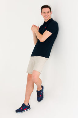 U. S. Polo Assn Мужская темно-синяя базовая футболка с воротником-поло - U.s. polo assn фото 5