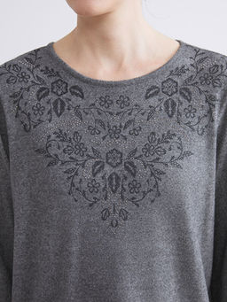 Bisiklet Yaka ?i?ek Nak??l? Bluz