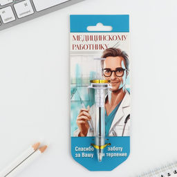 Ручка- шприц Медицинскому работнику, на подложке - Artfox фото 2