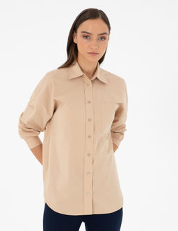 Bej Oversize Uzun Kollu G_mlek