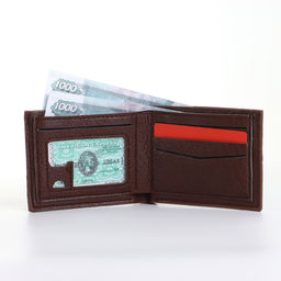 Портмоне мужское без застёжки, коричневое