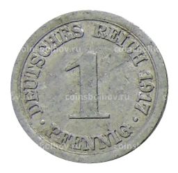 Монета 1 пфенниг 1917 года А Германия