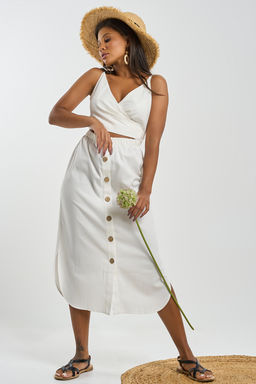 Хлопковое платье с отрезной талией белое